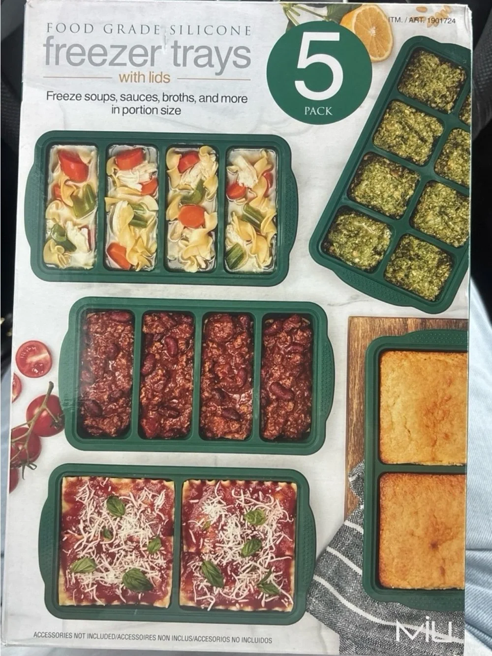 MIU food grade silicone freezer trays with lids 5 pack tray set reusable NEW